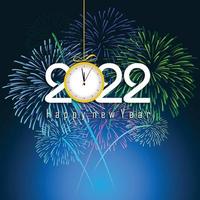 bonne année 2022 avec des arrière-plans de feux d'artifice vecteur