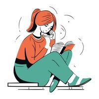 Jeune femme en train de lire une livre. vecteur illustration dans plat dessin animé style.