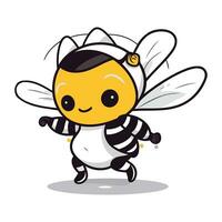 mignonne abeille dessin animé mascotte personnage illustration isolé sur blanc Contexte vecteur