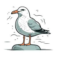 mouette sur le rock. vecteur illustration de une mouette.