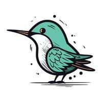 colibri main tiré vecteur illustration dans dessin animé griffonnage style