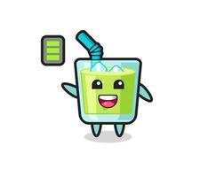 personnage de mascotte de jus de melon avec un geste énergique vecteur