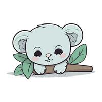 mignonne koala séance sur une arbre branche. vecteur illustration.