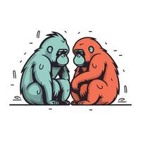 vecteur illustration de deux singes. dessin animé style isolé sur blanc Contexte.