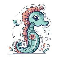 mignonne dessin animé hippocampe. vecteur illustration pour votre conception.