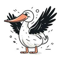 dessin animé cigogne. vecteur illustration de une mignonne cigogne.