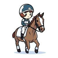 cheval équitation et jockey. vecteur illustration dans dessin animé style.