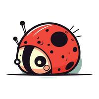 coccinelle. mignonne dessin animé personnage. isolé sur blanc Contexte. vecteur illustration.