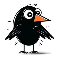 mignonne noir corbeau avec gros yeux isolé sur blanc Contexte. vecteur illustration.