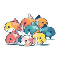 dessin animé poisson grouper. vecteur illustration de une groupe de poisson.