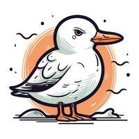 mouette sur le Contexte de le Soleil. vecteur illustration.