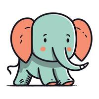 mignonne dessin animé l'éléphant. vecteur illustration dans griffonnage style.