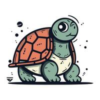 mignonne dessin animé tortue. vecteur illustration isolé sur une blanc Contexte.