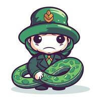 illustration de une mignonne lutin avec vert serpent vecteur