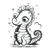 mignonne dessin animé hippocampe sur blanc Contexte. vecteur illustration.