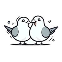 mignonne griffonnage couple de pigeons. vecteur illustration.