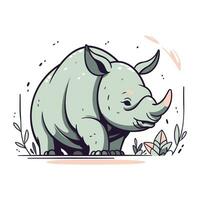 mignonne rhinocéros. vecteur illustration de une rhinocéros.