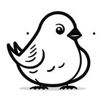 mignonne peu oiseau dessin animé vecteur illustration graphique conception main tiré ligne art