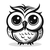 hibou avec gros yeux sur une blanc Contexte. vecteur illustration.