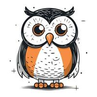 mignonne dessin animé hibou. vecteur illustration isolé sur une blanc Contexte.