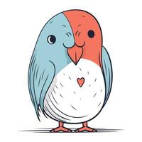 mignonne dessin animé perroquet avec une cœur sur ses diriger. vecteur illustration.