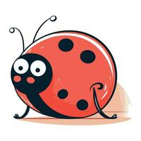 dessin animé coccinelle isolé sur blanc Contexte. mignonne vecteur illustration.