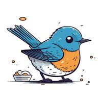 vecteur illustration de une mignonne dessin animé Robin oiseau sur une blanc Contexte