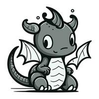 mignonne dessin animé dragon isolé sur une blanc Contexte. vecteur illustration.