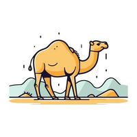 chameau dans le désert. vecteur illustration dans plat linéaire style.