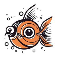 vecteur illustration de un Orange poisson avec une noir œil sur une blanc Contexte