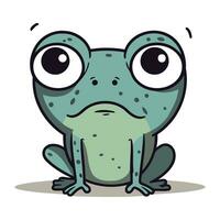 mignonne dessin animé grenouille avec triste yeux. vecteur illustration isolé sur blanc Contexte.