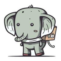 dessin animé l'éléphant avec mallette. vecteur illustration isolé sur blanc Contexte.
