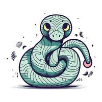 mignonne dessin animé serpent. vecteur illustration de une serpent. main tiré serpent.