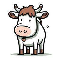 vache dessin animé vecteur illustration. mignonne ferme animal personnage conception.