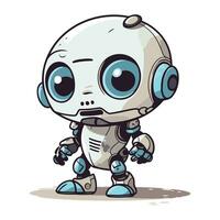 mignonne dessin animé robot avec gros yeux. vecteur illustration de une marrant robot.