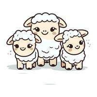 mignonne des moutons famille. vecteur illustration de dessin animé des moutons.