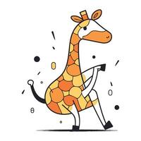 mignonne dessin animé girafe vecteur illustration. main tiré girafe.