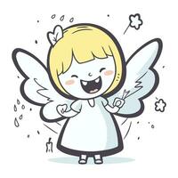 mignonne peu ange avec ailes. vecteur illustration dans dessin animé style.