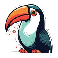 mignonne dessin animé toucan. vecteur illustration isolé sur blanc Contexte.