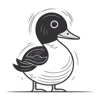 canard sur blanc Contexte. vecteur illustration dans noir et blanc couleurs.