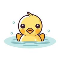 mignonne peu canard dans l'eau. vecteur plat dessin animé personnage illustration.