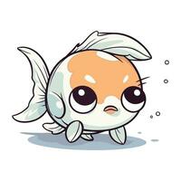 mignonne kawaii poisson rouge sur blanc Contexte. vecteur illustration