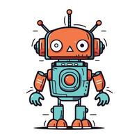 mignonne robot personnage. vecteur illustration dans griffonnage style.