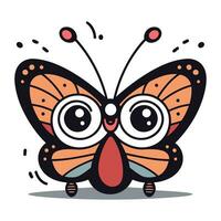 papillon dessin animé mascotte personnage conception vecteur illustration.