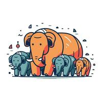 éléphants et éléphants. vecteur illustration dans plat dessin animé style.