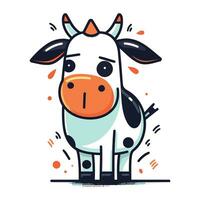 mignonne dessin animé vache. ferme animal. vecteur illustration dans ligne style.