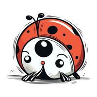 mignonne dessin animé coccinelle isolé sur blanc Contexte. vecteur illustration.