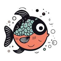mignonne kawaii poisson avec yeux et bouche. vecteur illustration.