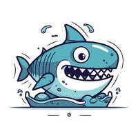 dessin animé requin. vecteur illustration de une dessin animé requin avec gros dents.