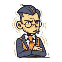 vecteur illustration de une homme dans une costume et lunettes. dessin animé style.